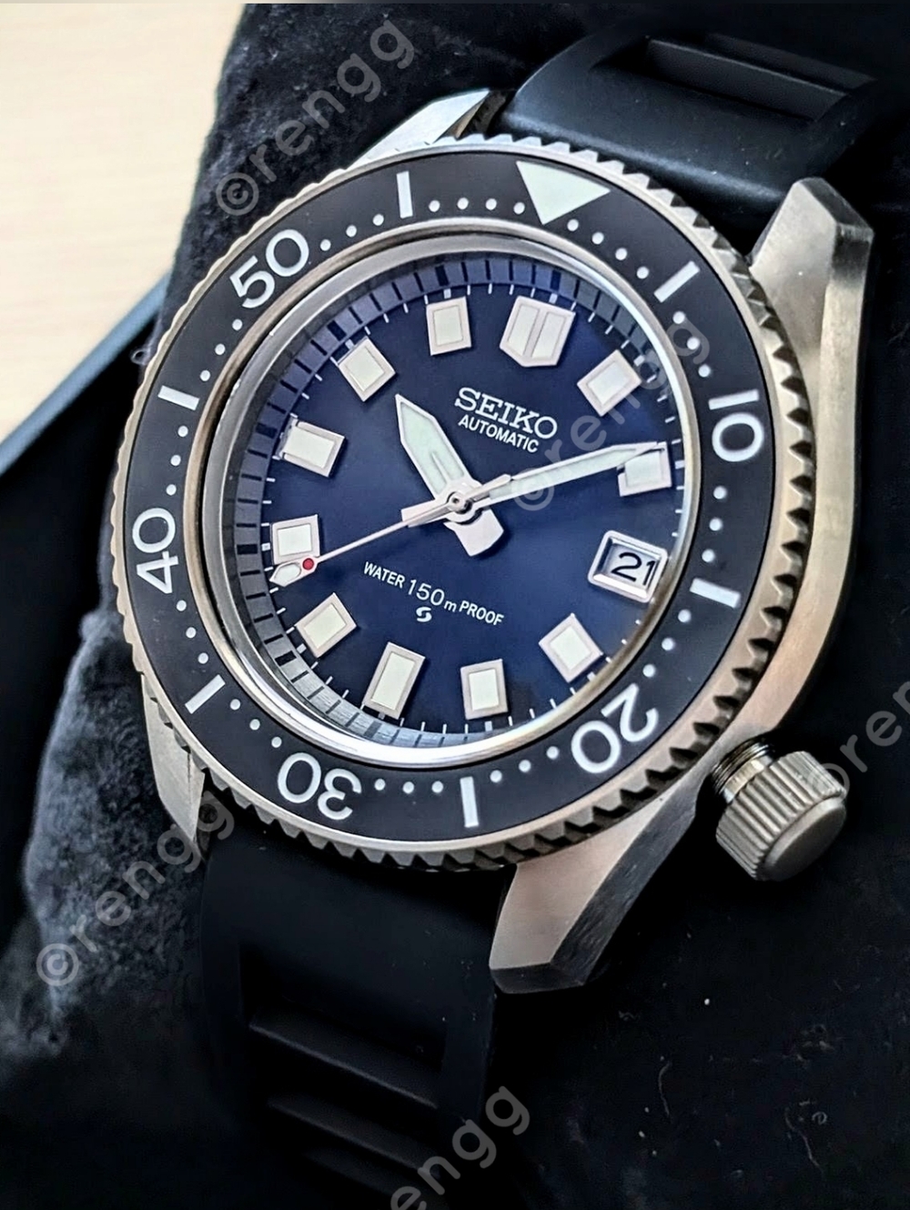 TITANIUM Automatic Diver SEA LORD Black Mod Watch 43mm SAPPHIRE AR Coated Great!